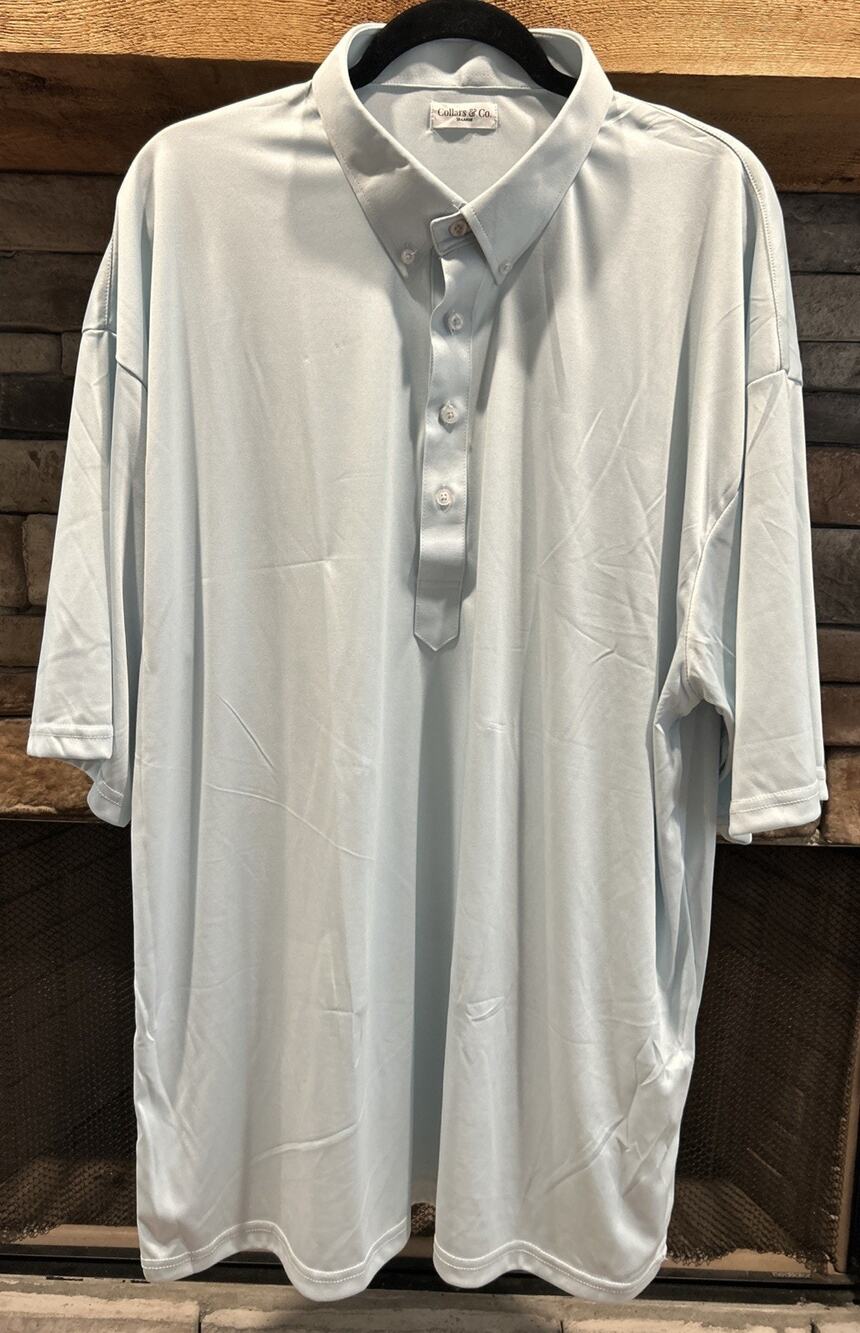Men’s COLLARS & CO. Pale Blue Dress / Stiff Collar Polo Shirt Size 3XL *C2